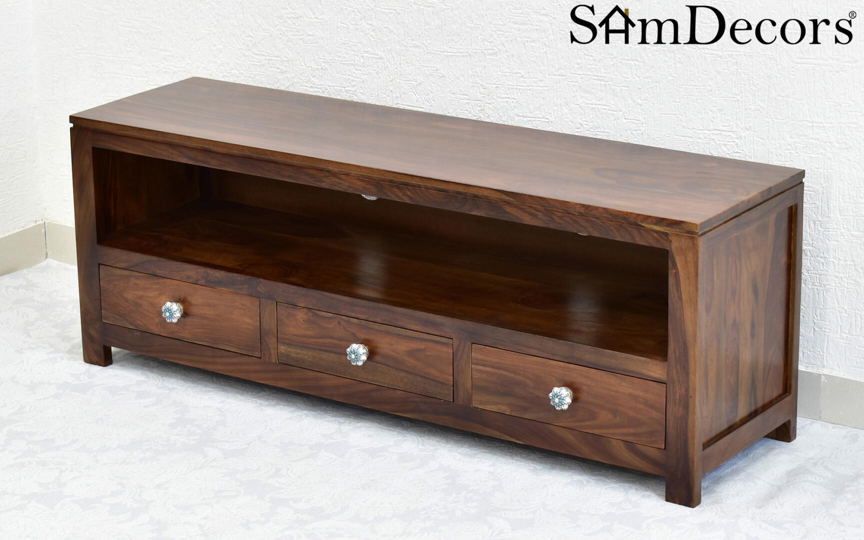 Mary Multipurpose TV Entertainment Unit/Cabinet - Natural Teak - Image 4